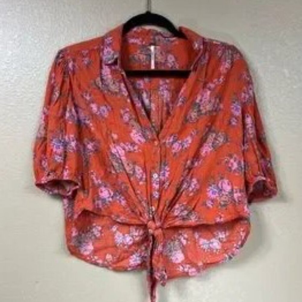 Free People Celia tie front floral oversized top - Picture 8 of 9